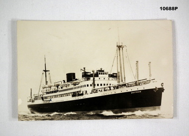Black and white photograph of TSMV Duntroon.