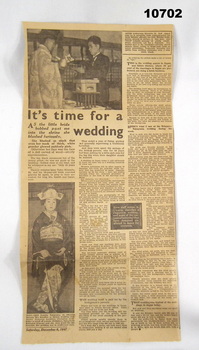 Newspaper article detailing the customs related to a Japanese wedding.