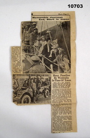 Newspaper article reporting on soldiers and families arrivig in Japan for Christmas.