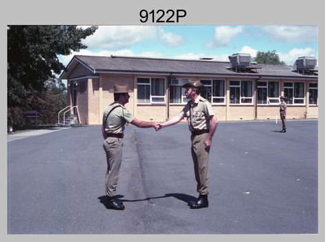 CO Handover Parade, Army Survey Regiment, Fortuna Villa, Bendigo. 1989.