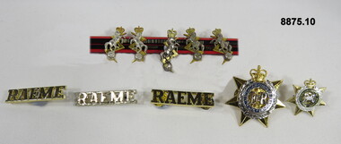 Various military badges of different types.