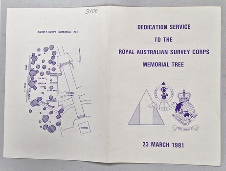 One sheet printed in purple showing location of RASvy Tree