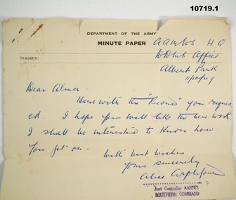 Record of service for Alva Marie Bennetts.