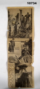 Newspaper clipping reporting on a fire.