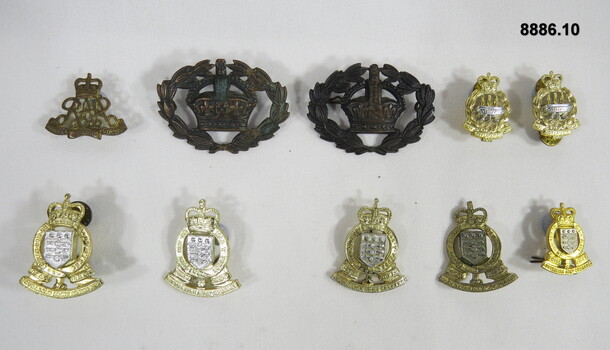 Various Military badges of different types.
