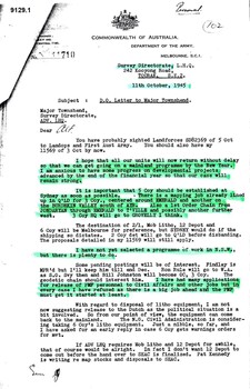 Single A4 sized Letter dated 11 October 1945