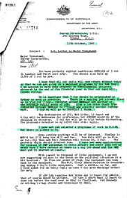 Single A4 sized Letter dated 11 October 1945