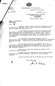 Single A4 sized Letter dated 15 November 1945