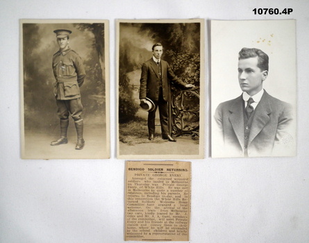 Photo’s and articles re George every WW1