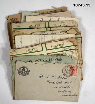 Collection of envelopes with letters, WW1.