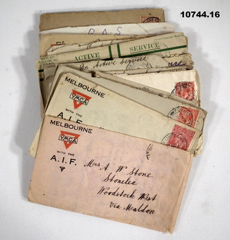 Collection of envelopes with letters, WW1.