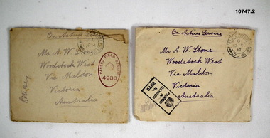 Collection of envelopes and letters, WW1.