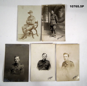 Five photo postcards 3 people in Staley collection.