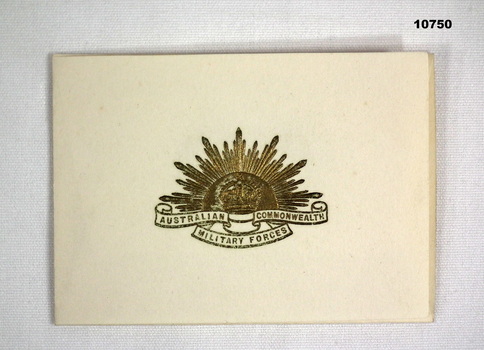 Printed card from WW1 with Rising Sun.
