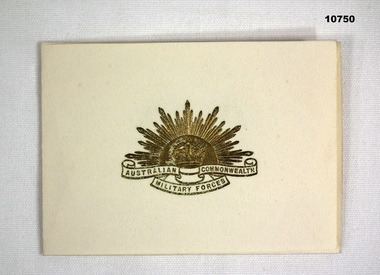 Printed card from WW1 with Rising Sun.