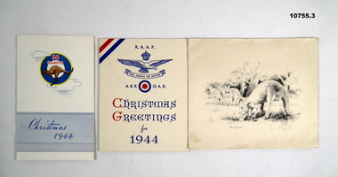 Three Christmas greeting cards from WW2.