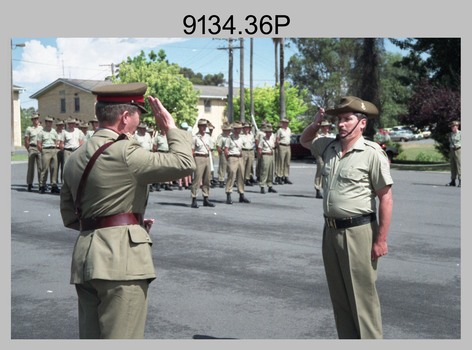 CO's Parade at the Army Survey Regiment, Fortuna Villa, Bendigo. 1990.