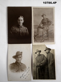 Four named photographs of WW1 soldiers in uniform.