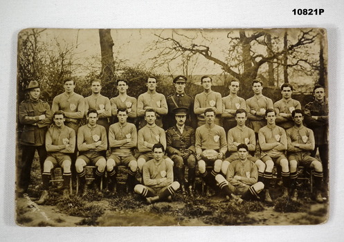 Group photograph of a WW1 Australian Rules Team.