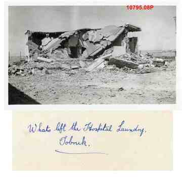 10795.08P Building part of Tobruk hospital destroyed by bombing