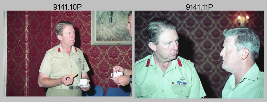 Commander 3rd Military District BRIG P. Davies AM, ADC visit to the Army Survey Regiment Fortuna, Bendigo. 1990.