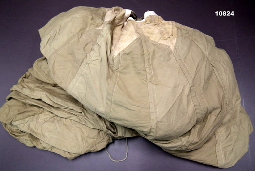 Cargo parachute of khaki colour.