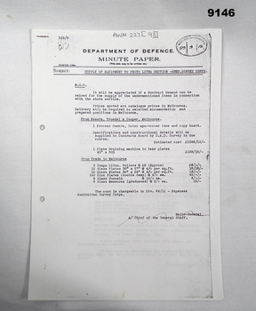 Six pages of photocopies of Dept of Defence Minutes