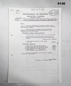 Six pages of photocopies of Dept of Defence Minutes