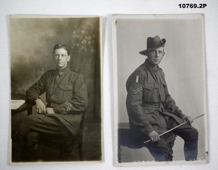 Two postcard photos of soldiers in the Satley collection.