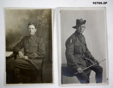 Two postcard photos of soldiers in the Satley collection.