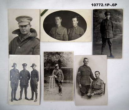 6 postcards of soldiers in the Staley collection.