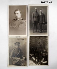 Four postcards of soldiers in the Staley collection,