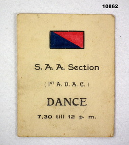 Card for S.A.A. Section Dance.