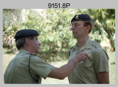 Defence Force Service Medal Presentations at the Army Survey Regiment, Fortuna Villa, Bendigo. October 1991.