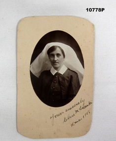 Oval photo of Nurse Tranter, staley collection.
