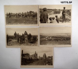 Five photo postcards official WW1, staley collection.