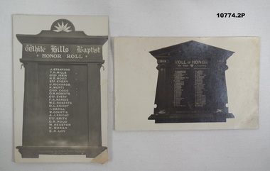 Two postcards of Honour rolls in the Staley collection.