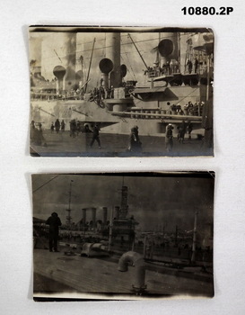 Two photographs of ships decking.