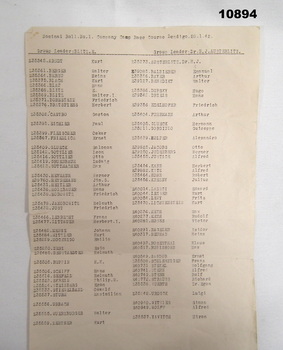 A nominal roll of mostly German sounding names at Bendigo Race course Camp. Possibly an 'Alien' unit. 1942