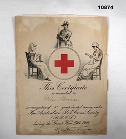 Red Cross certificate Thomas, staley collection.
