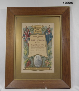 Certificate from Epsom District residents, Staley collection.