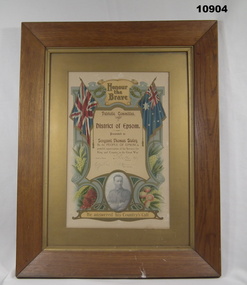 Certificate from Epsom District residents, Staley collection.