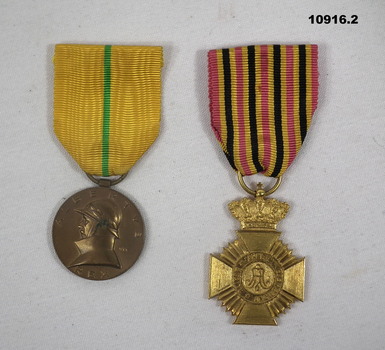 Two Belgium Service Medals with ribbons.