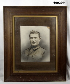Framed black and white portrait, WW1 Australian Soldier.