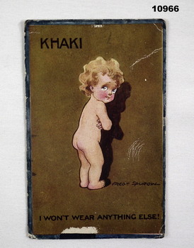 Colour postage with humorous message.