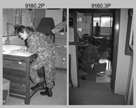Personnel and Equipment in Lithographic Squadron at the Army Survey Regiment, Fortuna Villa, Bendigo. 1990.