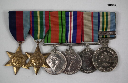 Set of six WW2 medals, swing mounted.