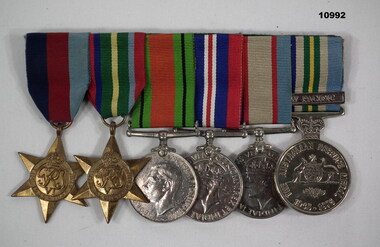 Set of six WW2 medals, swing mounted.