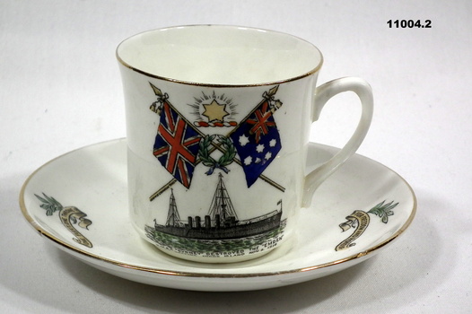 Bone china cup and saucer.