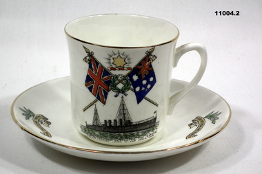 Bone china cup and saucer.